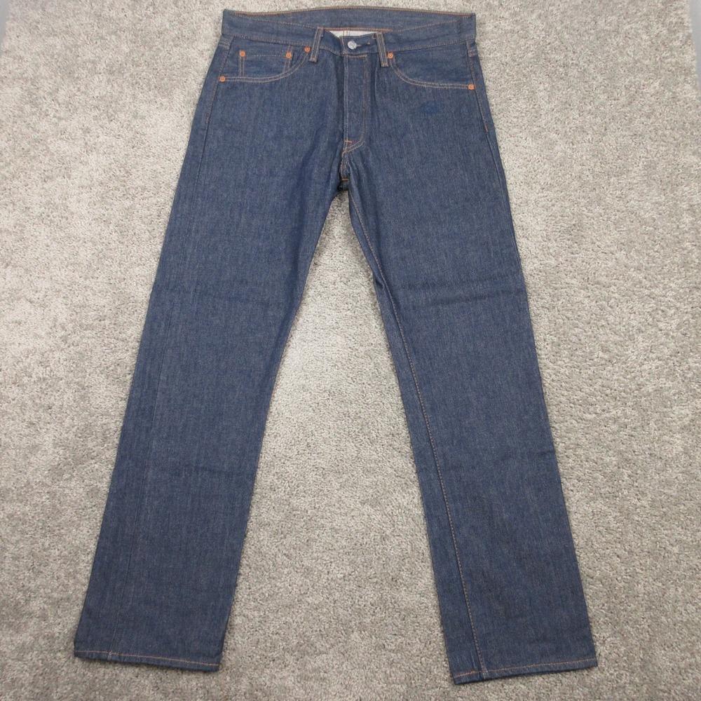 Levis Jeans Mens 32x32 Blue 501 Button Fly Original Straight Raw Denim Rigid Zip